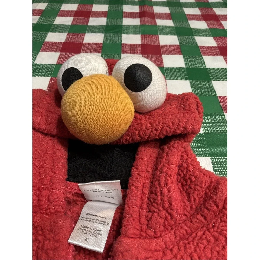 Sesame Street Elmo Little Kids Faux Fur‎ Zip Up Hoodie, red 4T Cozy Warm